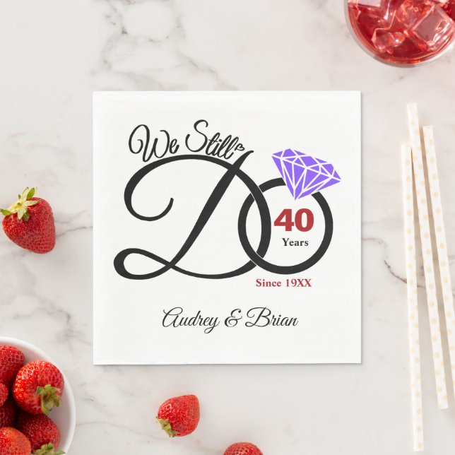 personalisiert 40. Jahrestag Serviette (Beispiel)