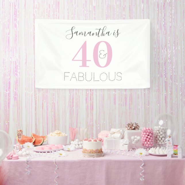 Personalisiert 40 und fabelhaft Modern Pink Birthd Banner (Party)