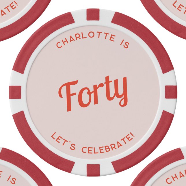 Personalisiert 40 vierzigste Geburtstag Pokerchips (Personalized name fortieth birthday poker chips)