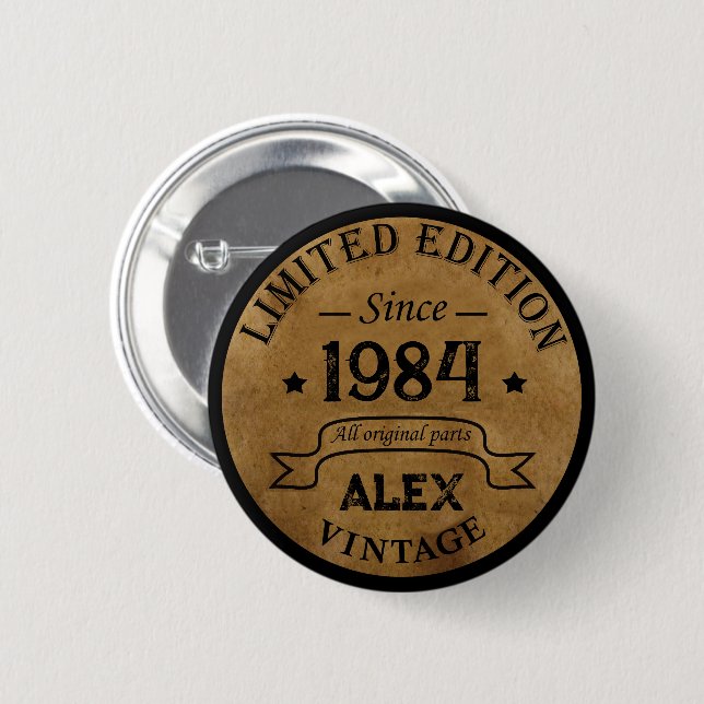 Personalisiert 40 Vintages Party Button (Vorne & Hinten)