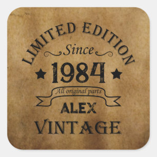 Personalisiert 40 Vintages Party Quadratischer Aufkleber