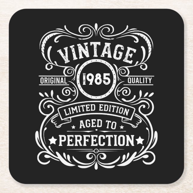 Personalisiert 40 Vintages Party Rechteckiger Pappuntersetzer (Vorderseite)