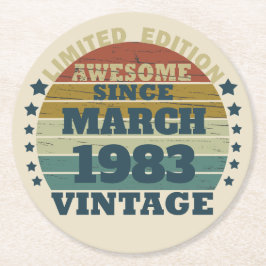 Personalisiert 40 Vintages Party Runder Pappuntersetzer