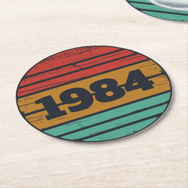 Personalisiert 40 Vintages Party Runder Pappuntersetzer (Angewinkelt)