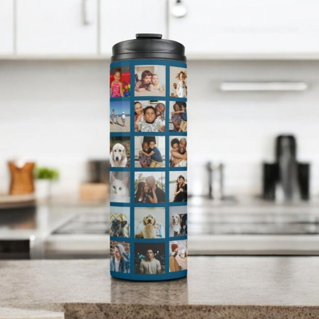 Personalisiert 42 Fotomaterial Thermosbecher (Personalized 42 Photo Collage Thermal Tumbler by Ricaso. Add your own photos, photo gift ideas)