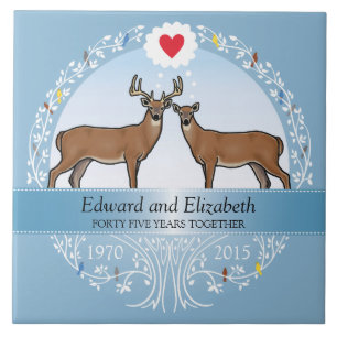Personalisiert 45. Hochzeitstag, Buck & Doe Fliese