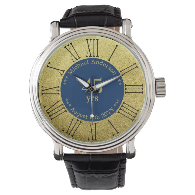 personalisiert 45 Jahre Ruhestand oder Jahrestag Armbanduhr (Vorderseite)