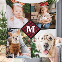 Personalisiert 4 Foto Rotes Buffalo Kariert Monogr