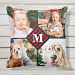 Personalisiert 4 Foto Rotes Buffalo Kariert Monogr Kissen<br><div class="desc">Feiern Sie Ihre Lieblings-Erinnerungen mit einem maßgeschneiderten Red Buffalo Kariert Monogram Collage Kissen . Wenn Sie so viele lustige Erinnerungen und Fotos haben, reicht ein Foto nicht aus. Unser Custom Foto Kissen verfügt über 4 Fotos und ein Zentrum mit Monogramm Initial und Name zu personalisieren. Dieses personalisierte 4-Foto-Kissen eignet sich...</div>