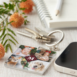 Personalisiert 4 Foto Rotes Buffalo Kariert Monogr Schlüsselanhänger