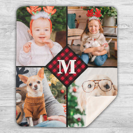 Personalisiert 4 Foto Rotes Buffalo Kariert Monogr Sherpadecke