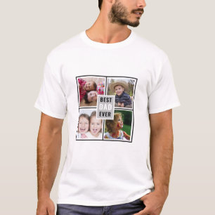 Personalisiert 4 FotoCollage Bester Vater je T-Shirt