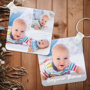 Personalisiert 4 Fotomaterial Custom Modern Baby Schlüsselanhänger