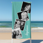 Personalisiert 4 Fotomontage Filmstreifen Aquamari Strandtuch<br><div class="desc">Personalisiert 4 Foto Collage Film Strip Aquamarines Badetuch. Personalisieren Sie dieses maßgeschneiderte Design mit 4 Fotos und Ihrem Namen.</div>