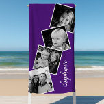 Personalisiert 4 Fotomontage Filmstreifen Lila Strandtuch<br><div class="desc">Personalisiert 4 Foto Collage Film Strip Lila Badetuch. Personalisieren Sie dieses maßgeschneiderte Design mit 4 Fotos und Ihrem Namen.</div>