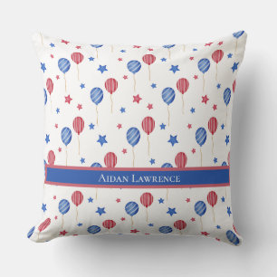 Personalisiert 4. Juli Balloons Blue Red Stars Kissen