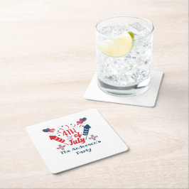 Personalisiert 4. Juli Fireworks Red White Blue Rechteckiger Pappuntersetzer