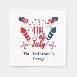 Personalisiert 4. Juli Fireworks Red White Blue Serviette