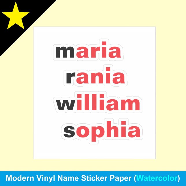 Personalisiert 4 Namen, Geschenkklammer für Neuhei Aufkleber (Personalized vinyl name stickers
)