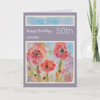Personalisiert 50. Blume Abstrakt Geburtstagskarte Karte