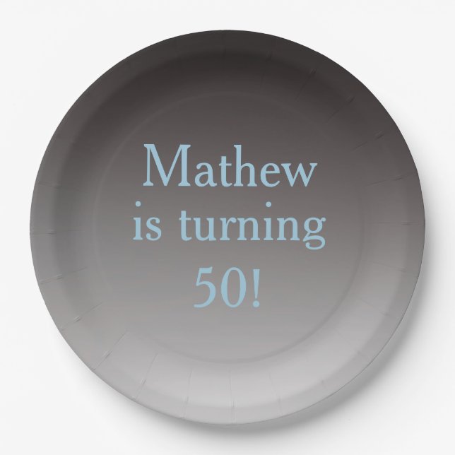 Personalisiert "50" drehend 50. Geburtstag Pappteller (Vorderseite)