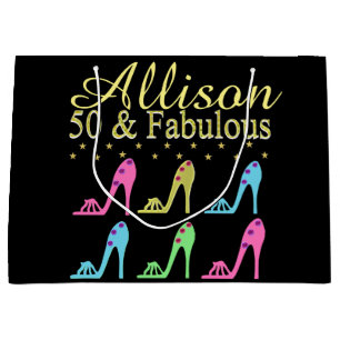 PERSONALISIERT 50 & FABULOUS SHOE QUEEN GIFT BAG GROßE GESCHENKTÜTE