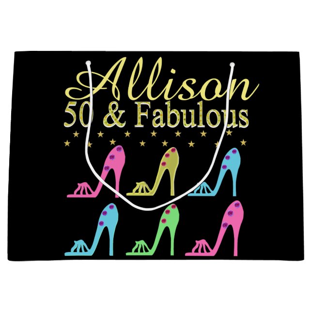 PERSONALISIERT 50 & FABULOUS SHOE QUEEN GIFT BAG GROßE GESCHENKTÜTE (Vorderseite)