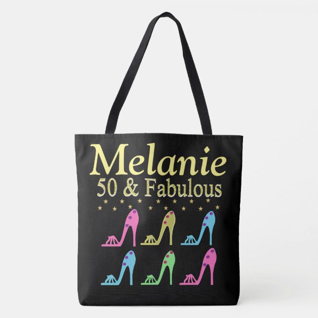 PERSONALISIERT 50 & FABULOUS SHOE QUEEN TOTE BAG (Vorderseite)