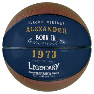 Personalisiert 50. Geburtstag 1973 Monogram Legend Basketball