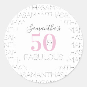 Personalisiert 50. Geburtstag 50 und fabelhaftes P Runder Aufkleber