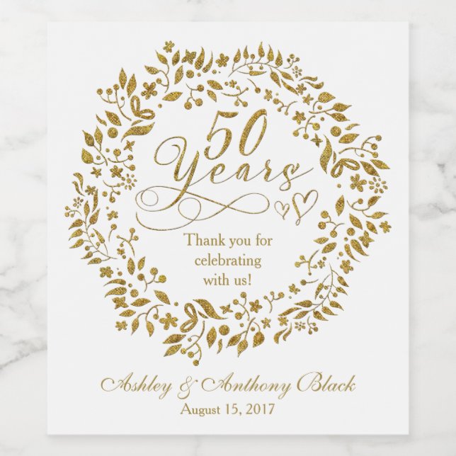 personalisiert 50. Goldenes Jubiläum Weinetikett (Einzelnes Label)