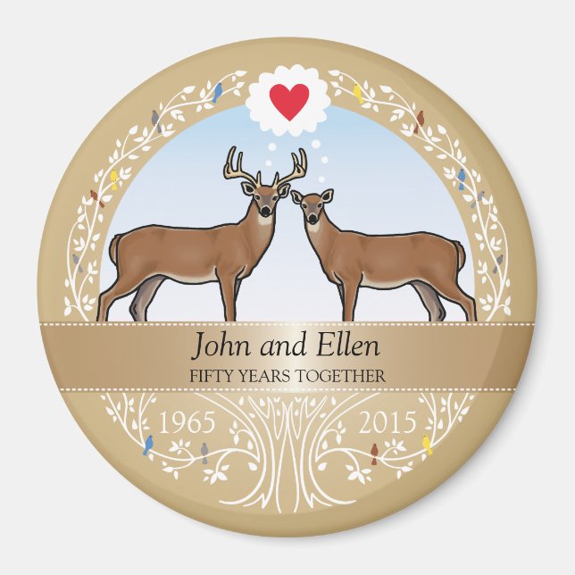 Personalisiert 50. Hochzeitstag, Buck & Doe Magnet (Vorne)