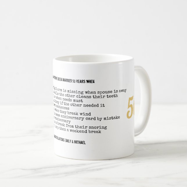 PERSONALISIERT 50. Hochzeitstag Kaffeetasse (VorderseiteRechts)