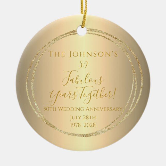 personalisiert 50. Hochzeitstag Keramik Ornament (Vorne)