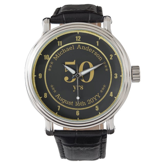 personalisiert 50 Jahre Ruhestand oder Jahrestag Armbanduhr (Vorderseite)
