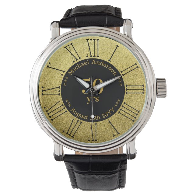 personalisiert 50 Jahre Ruhestand oder Jahrestag Armbanduhr (Vorderseite)