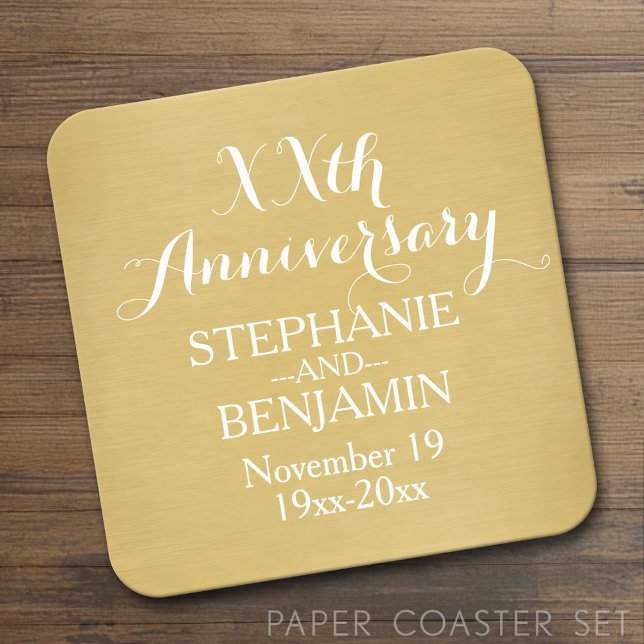 personalisiert 50. oder anderes Hochzeitstag Rechteckiger Pappuntersetzer (Custom Coaster Set)