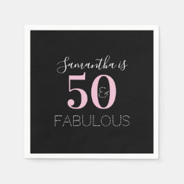 Personalisiert 50 und fabelhaft Black Pink Geburts Serviette
