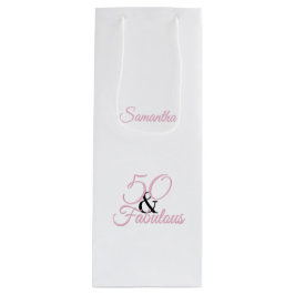 Personalisiert 50 und fabelhaft rosa Geburtstag Geschenktüte Für Weinflaschen