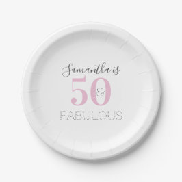 Personalisiert 50 und fabelhafte Pink Birthday Par Pappteller