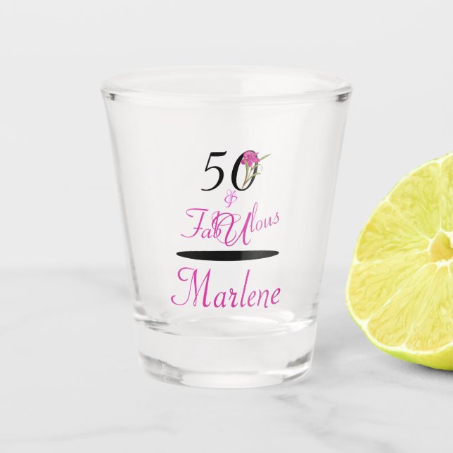 Personalisiert 50 und fabelhaftes Birthday Shot Gl Schnapsglas (Vorderseite)