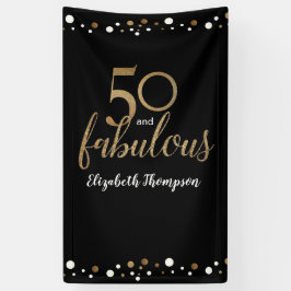 Personalisiert 50 und Fabulous Black Confetti Banner