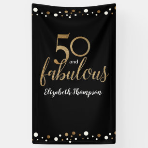 Personalisiert 50 und Fabulous Black Confetti Banner