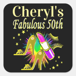 PERSONALISIERT 50 UND FABULOUS DIVA QUADRATISCHER AUFKLEBER