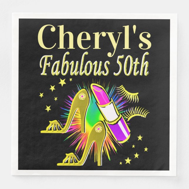 PERSONALISIERT 50 UND FABULOUS DIVA SERVIETTE (Vorderseite)