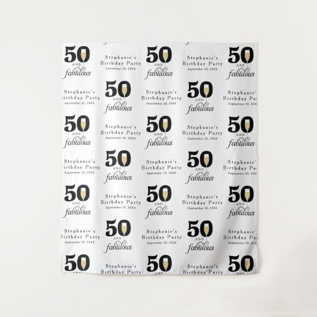 Personalisiert 50 und prächtige Geburtstagsgeschic Wandteppich (Vorderseite)