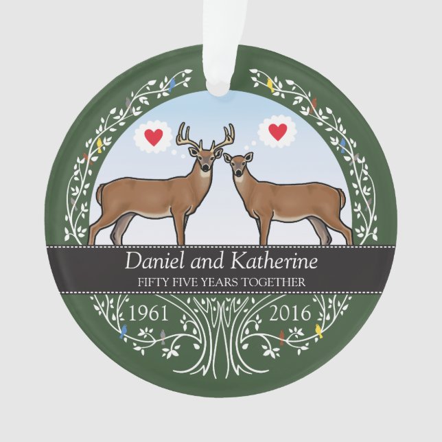 Personalisiert 55. Hochzeitstag, Buck & Doe Ornament (Vorderseite)