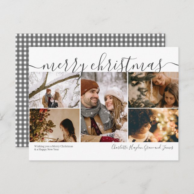 Personalisiert 5 Foto Frohe Weihnachtskarte Postkarte (Vorne/Hinten)