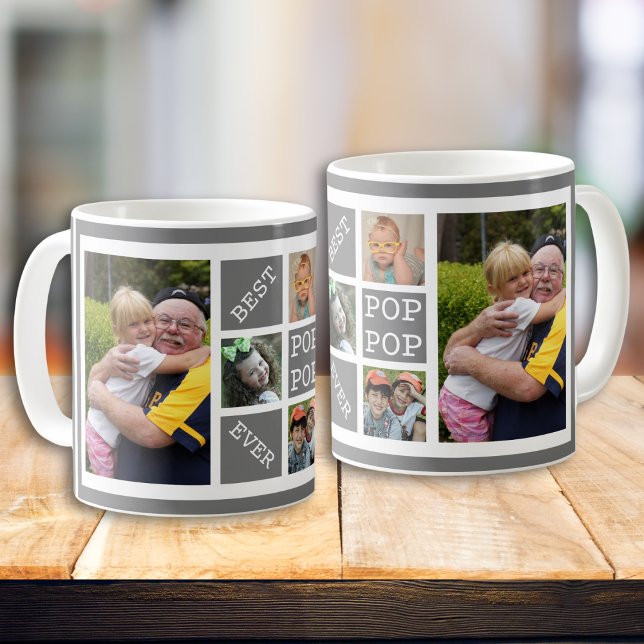 Personalisiert 5 Fotomaterial Bester Pop Pop je Kaffeetasse (Personalized 5 Photo Collage Best Pop Pop Ever Coffee Mug
)
