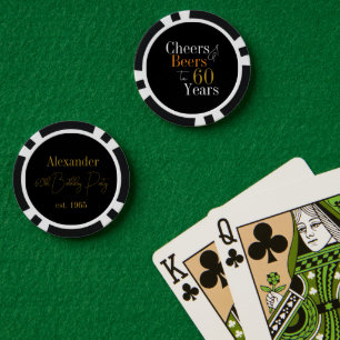 Personalisiert 60. Geburtstag Cheers Biere Black G Pokerchips